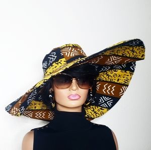 SOLD Wide Brim Hat with matching Hoop Earrings